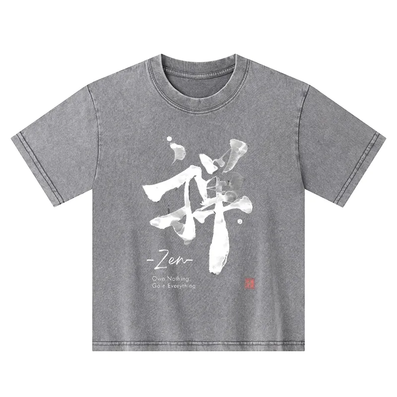 Tokyo-Tiger Zen Texts Kids Washed T-Shirt Sale