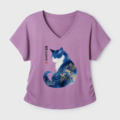 Tokyo-Tiger Retro Zen Cat: Living the Present Modal Dolman Sleeve T-Shirt