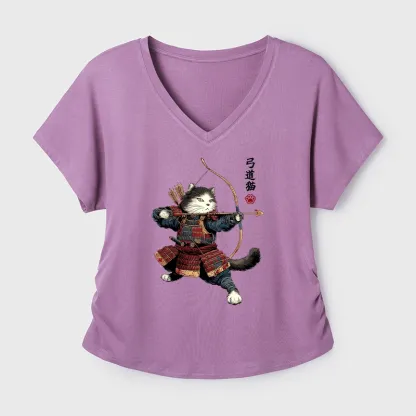 Tokyo-Tiger Kyudo Samurai Cat Modal Dolman Sleeve T-Shirt