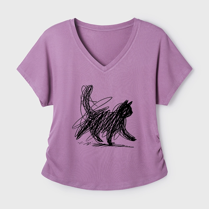 Tokyo-Tiger Minimalist Cat Art Modal Dolman Sleeve T-Shirt