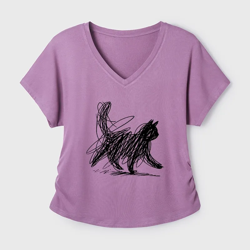 Tokyo-Tiger Minimalist Cat Art Modal Dolman Sleeve T-Shirt