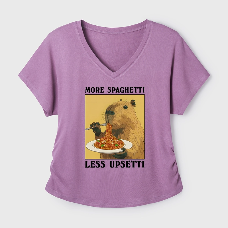 Tokyo-Tiger Capybara Eating Pasta Modal Dolman Sleeve T-Shirt