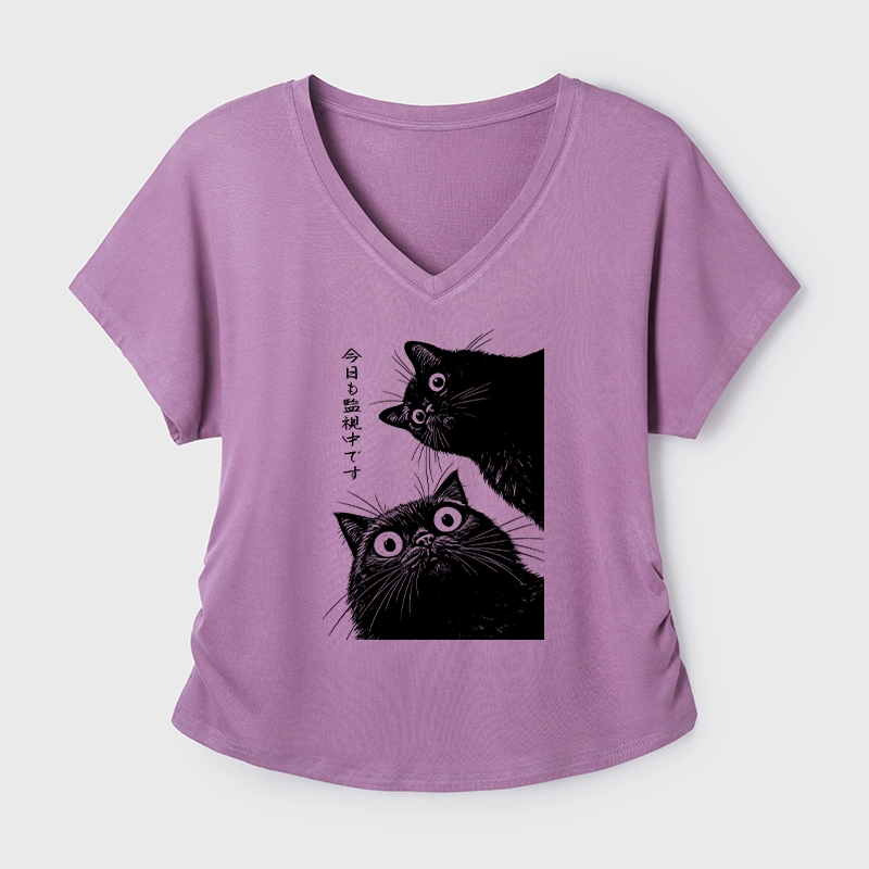 Tokyo-Tiger The Cat Is Watching Today Modal Dolman Sleeve T-Shirt
