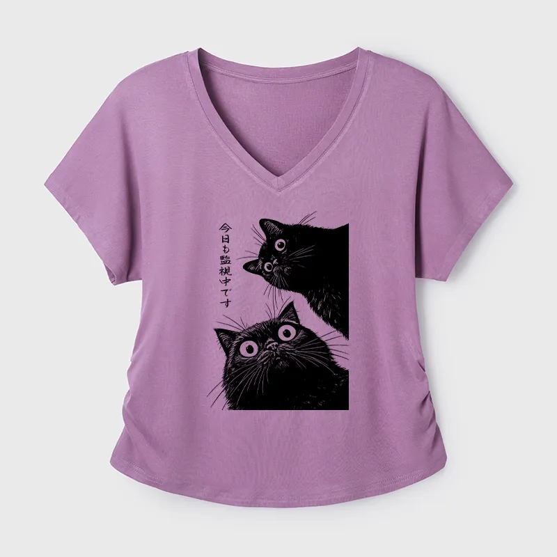 Tokyo-Tiger The Cat Is Watching Today Modal Dolman Sleeve T-Shirt