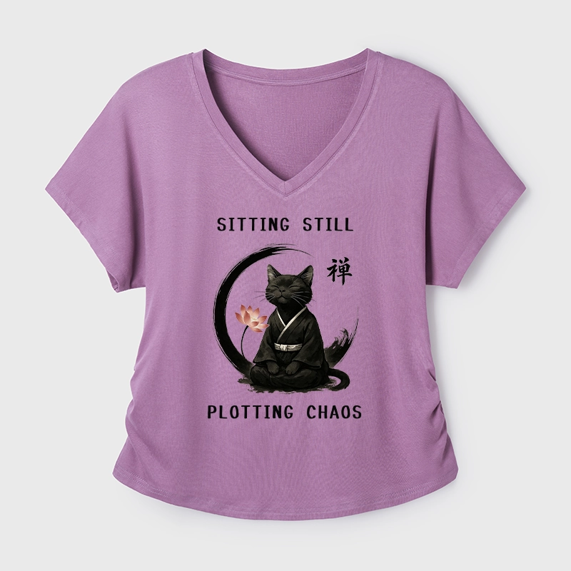 Tokyo-Tiger Sitting still plotting chaos Calming Zen Cat Funny Modal Dolman Sleeve T-Shirt