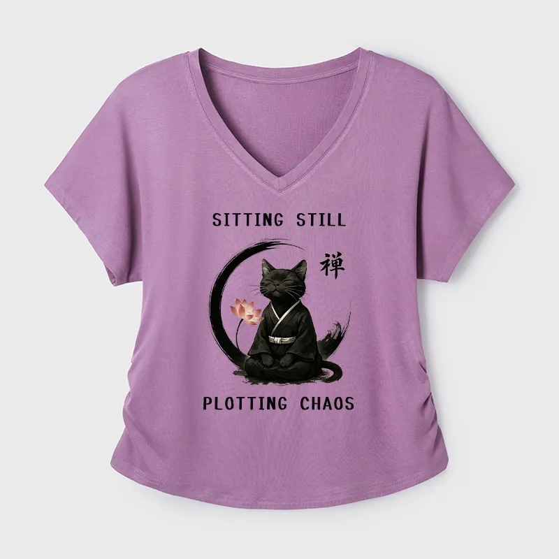 Tokyo-Tiger Sitting still plotting chaos Calming Zen Cat Funny Modal Dolman Sleeve T-Shirt