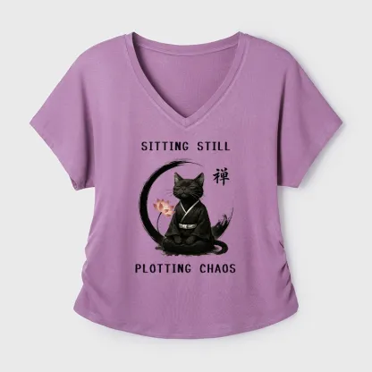 Tokyo-Tiger Sitting still plotting chaos Calming Zen Cat Funny Modal Dolman Sleeve T-Shirt