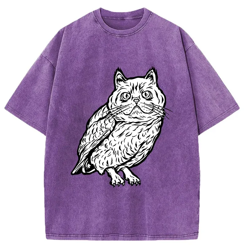 Tokyo-Tiger Cute Japanese Owl Washed T-Shirt