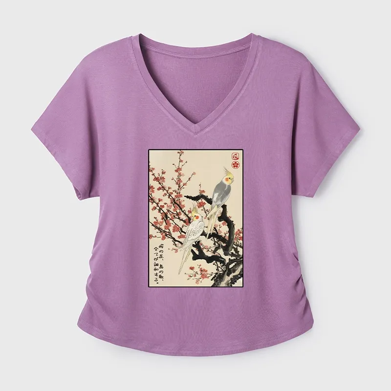 Tokyo-Tiger Whispers of Silent Blossoms Modal Dolman Sleeve T-Shirt