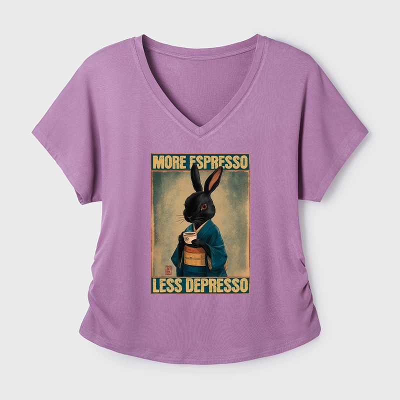 Tokyo-Tiger More Espresso Less Depresso Rabbit Modal Dolman Sleeve T-Shirt