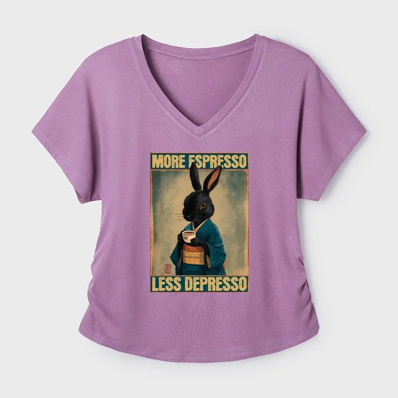 Tokyo-Tiger More Espresso Less Depresso Rabbit Modal Dolman Sleeve T-Shirt