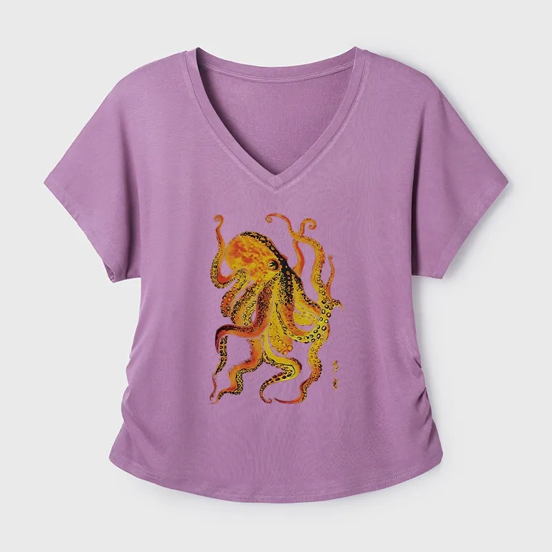 Tokyo-Tiger Deep Sea Gorgeous Octopus Modal Dolman Sleeve T-Shirt