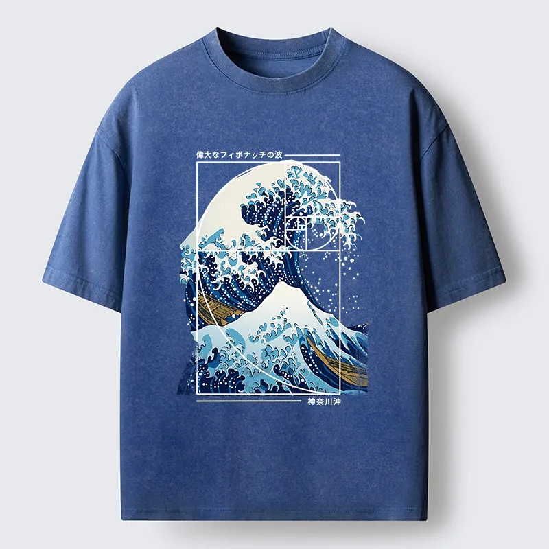 Tokyo-Tiger Golden Ratio The Great Wave Washed T-Shirt