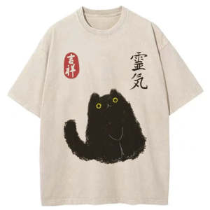 Image of Tokyo-Tiger Black Civet Cat Washed T-Shirt