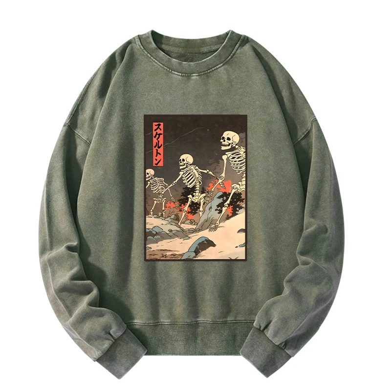 Tokyo-Tiger Japanese Rising Skeletons Washed Sweatshirt