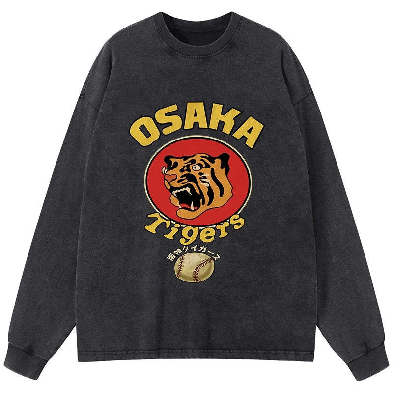 Tokyo-Tiger Osaka Tiger Baseball Washed Long Sleeve T-Shirt Sale