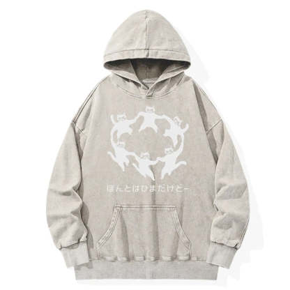 Tokyo-Tiger Leisure Cats Japanese Washed Hoodie
