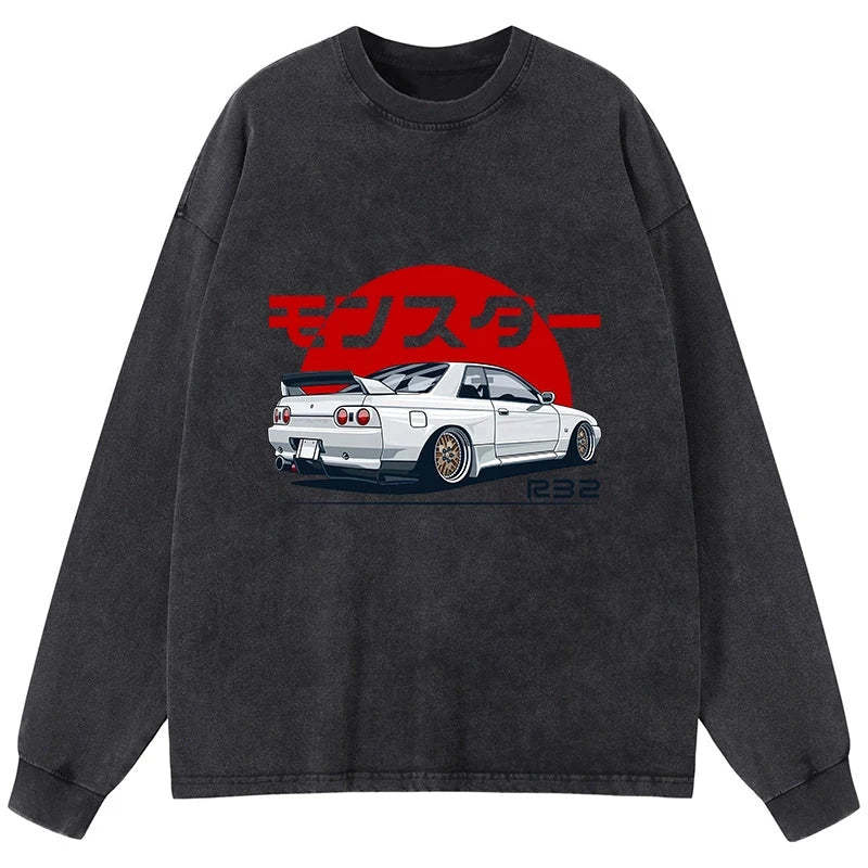 Tokyo-Tiger Monster. Skyline R32 GTR Washed Long Sleeve T-Shirt