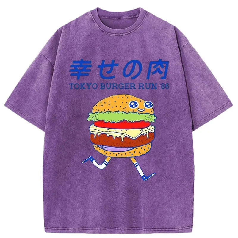 Tokyo-Tiger Tokyo Burger Run Japanese Washed T-Shirt