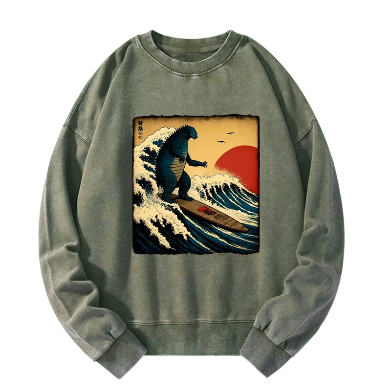 Tokyo-Tiger The Great Wave Washed Sweatshirt