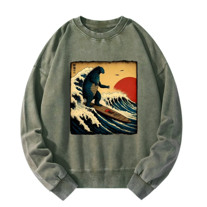 Tokyo-Tiger The Great Wave Washed Sweatshirt