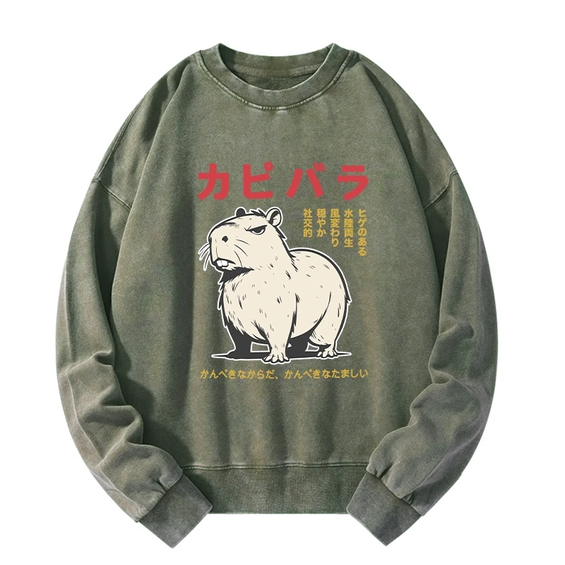 Tokyo-Tiger Angry Capybara Japan Washed Sweatshirt