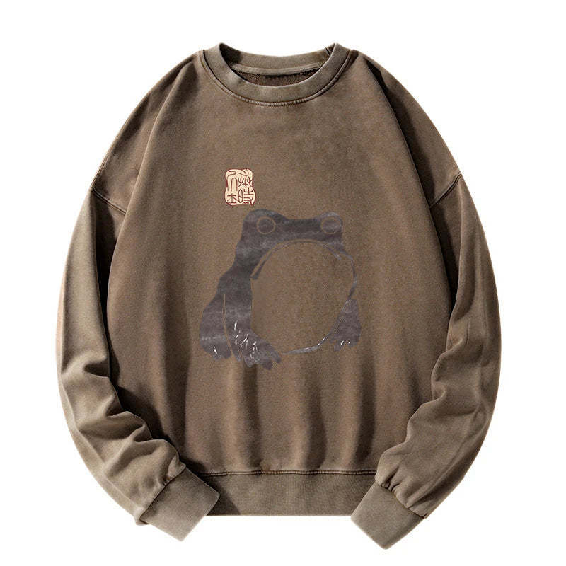 Tokyo-Tiger Matsumoto Hoji woodblock print frog Washed Sweatshirt