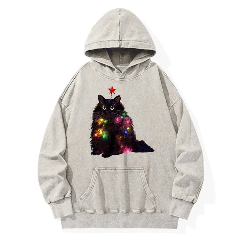 Tokyo-Tiger Christmas Lights Cat Washed Hoodie Sale
