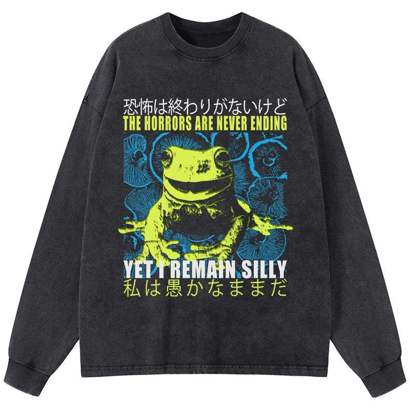 Tokyo-Tiger A Self-Aware Frog Washed Long Sleeve T-Shirt