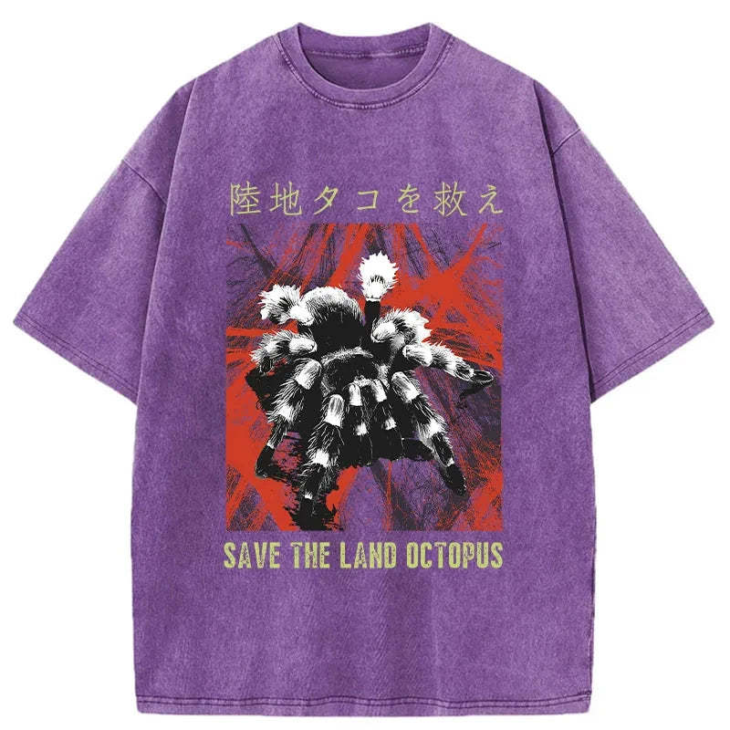 Tokyo-Tiger Real Scary Spiders Washed T-Shirt