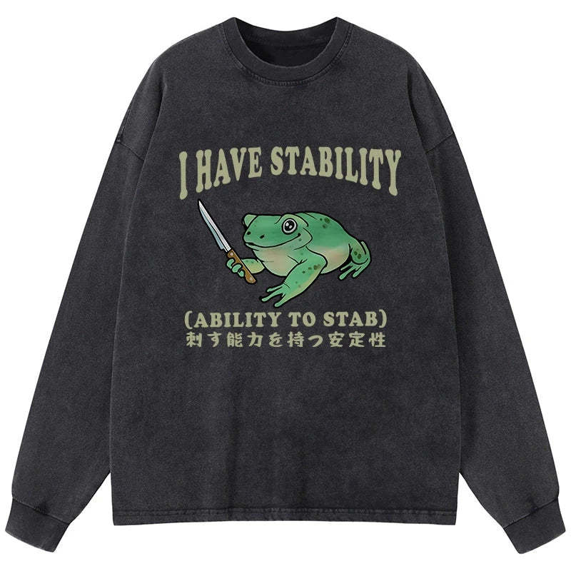 Tokyo-Tiger Mentally Stable Assassin Frog Washed Long Sleeve T-Shirt Sale