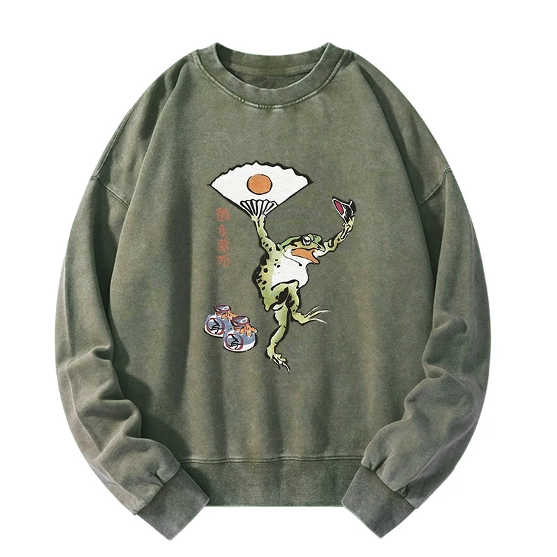 Tokyo-Tiger Dancing Frog Japanese Washed Sweatshirt