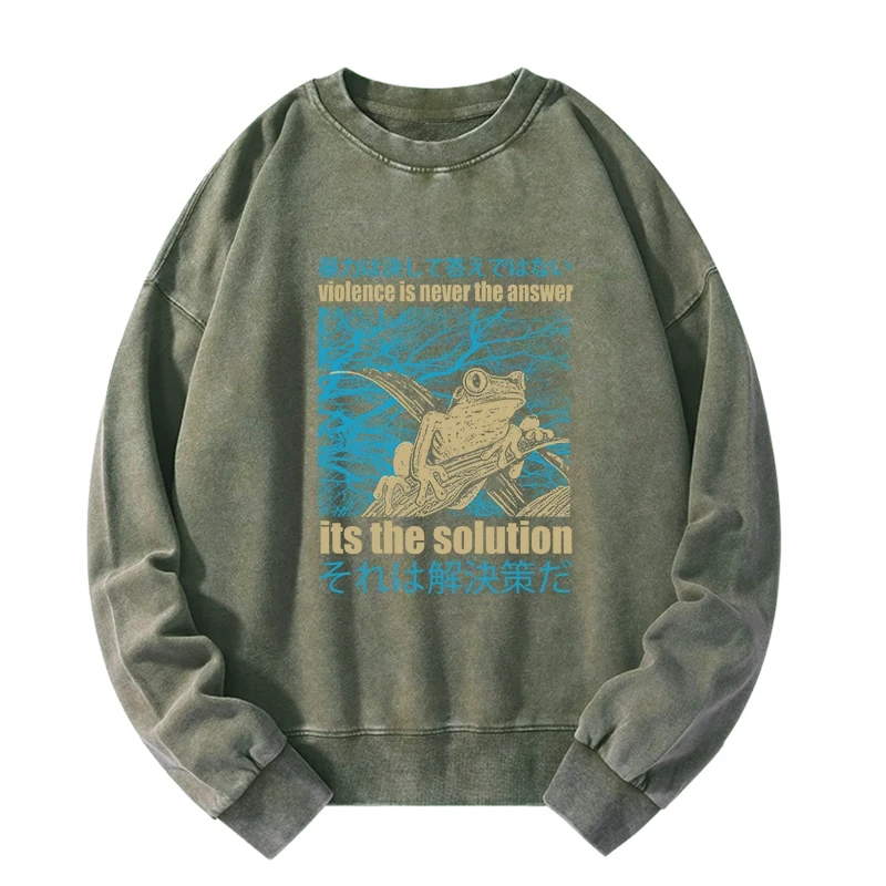 Tokyo-Tiger Violence Is Never The Answer Its The Solution Washed Sweatshirt