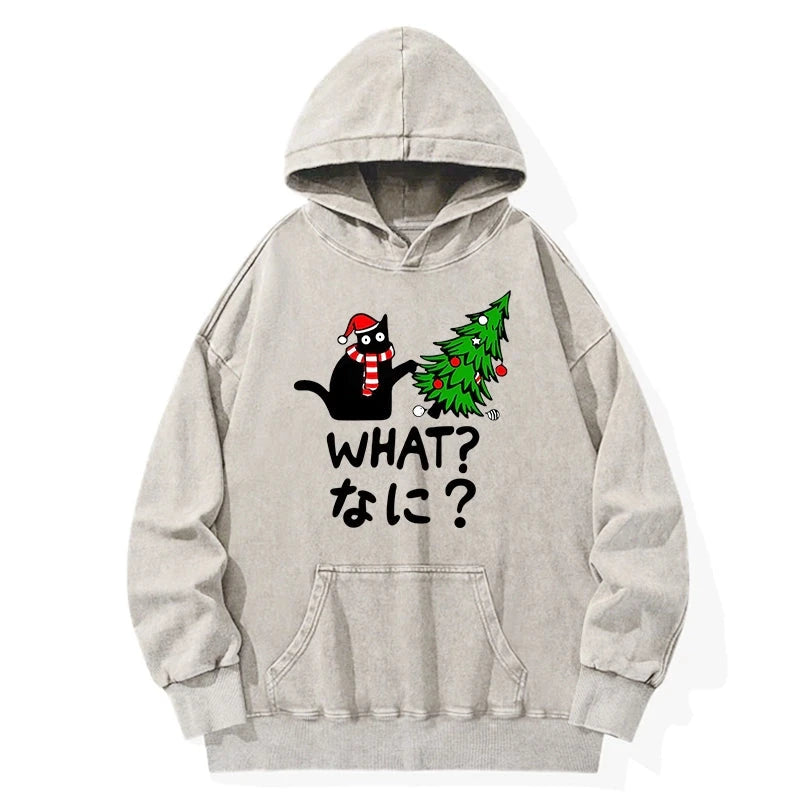 Tokyo-Tiger Naughty Cat Christmas Washed Hoodie