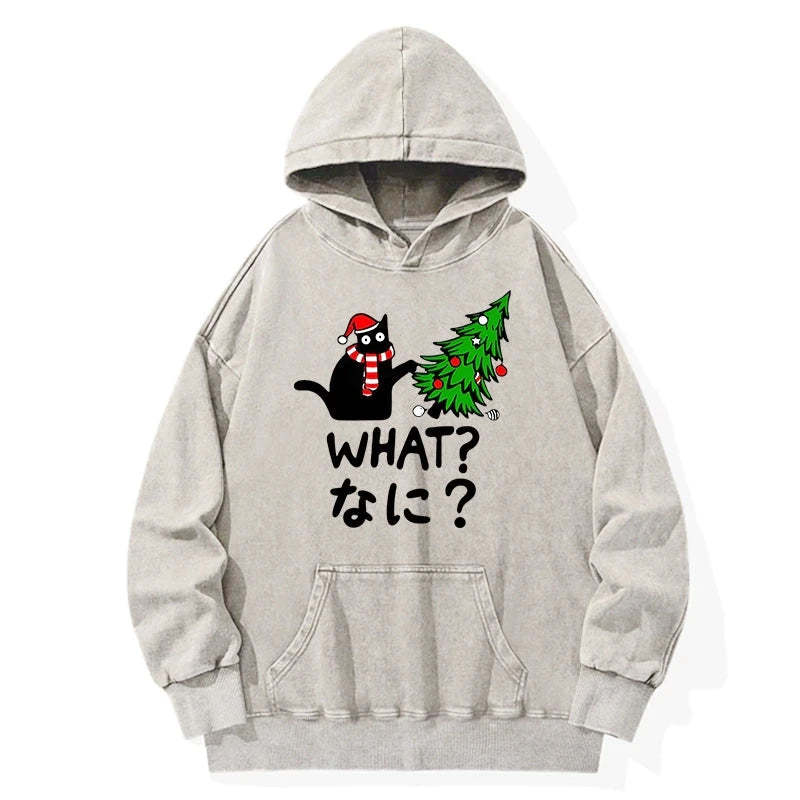 Tokyo-Tiger Naughty Cat Christmas Washed Hoodie