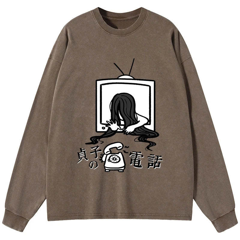Tokyo-Tiger The Ring Sadako Washed Long Sleeve T-Shirt Sale