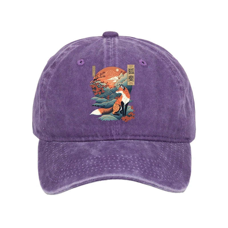 Tokyo-Tiger Japanese Kitsune Fox Sakura Washed Cap Sale