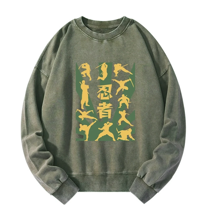 Tokyo-Tiger Japanese Ninja Print Washed Sweatshirt