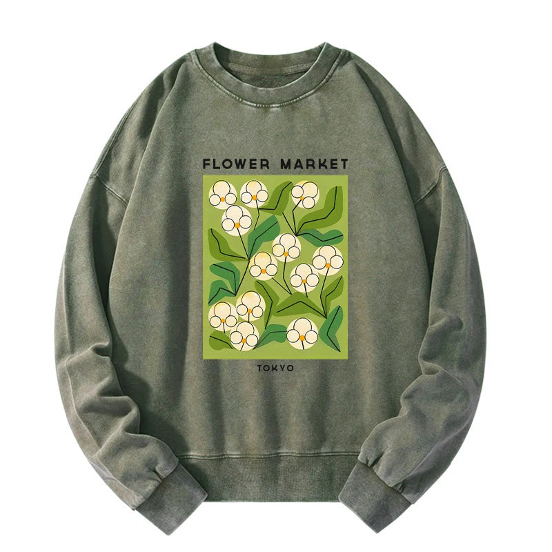 Tokyo-Tiger Flower Market Washed Sweatshirt