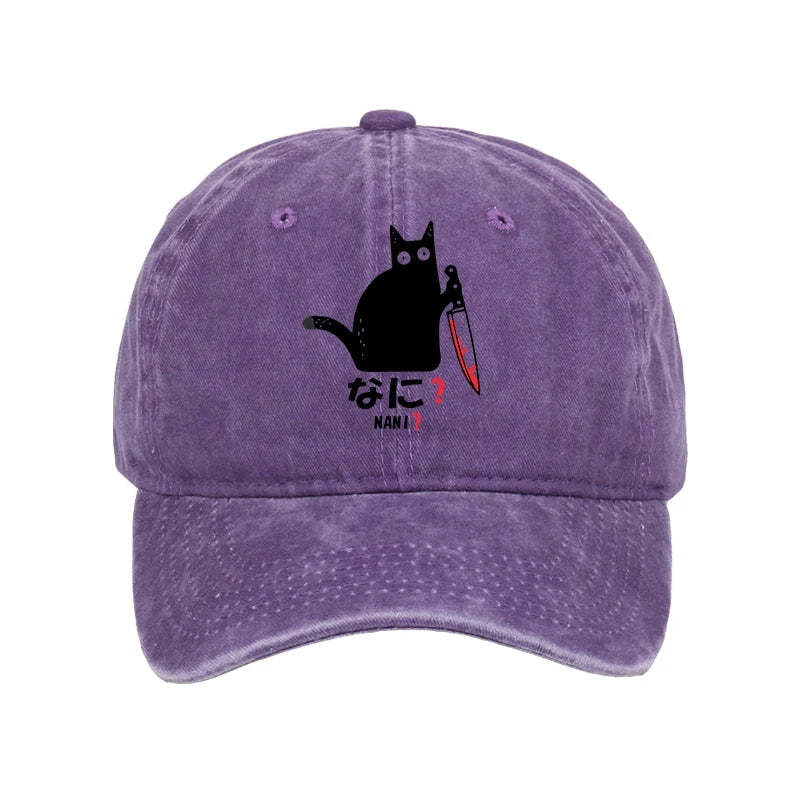 Tokyo-Tiger A Puzzled Cat Holding A Knife Washed Cap
