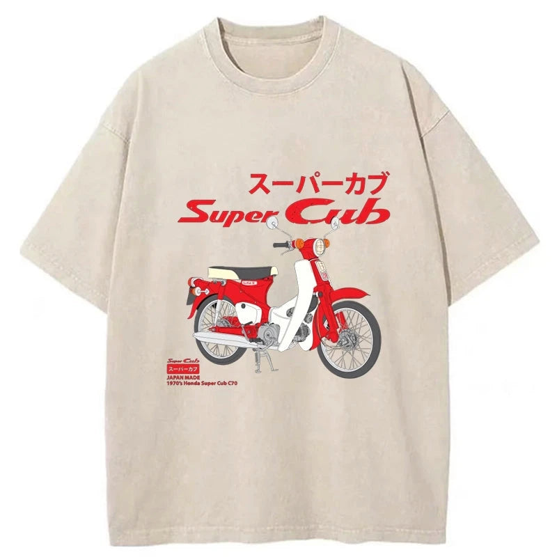 Tシャツ・カットソー HONDA MOTORCYCLE Super Cub Short Sleeve White Classic Honda Super Cub Motorcycle T-Shirt | eBay