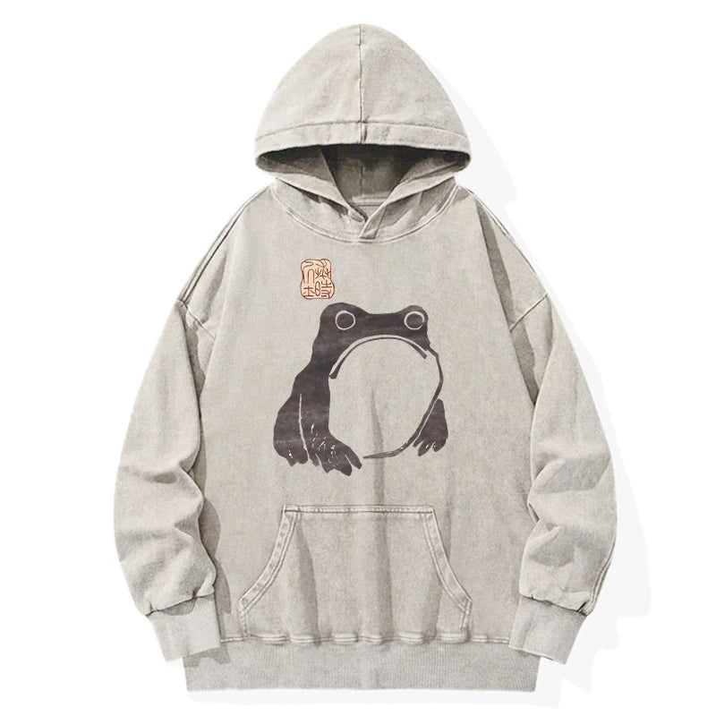 Tokyo-Tiger Matsumoto Hoji Woodblock Print Frog Washed Hoodie Sale