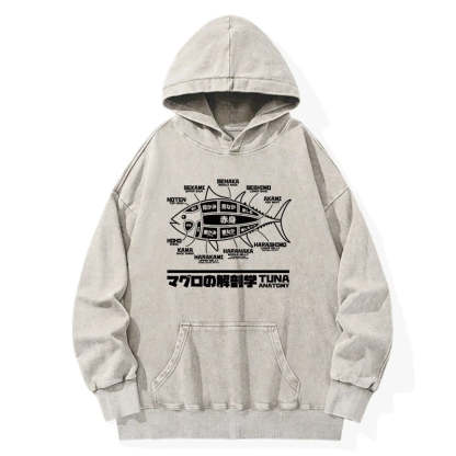 Tokyo-Tiger Tuna Dissection Map Japanese Washed Hoodie