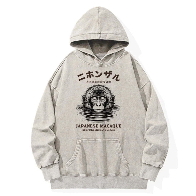 Tokyo-Tiger The Macaque Monkey In The Bath Japanese Washed Hoodie Sale