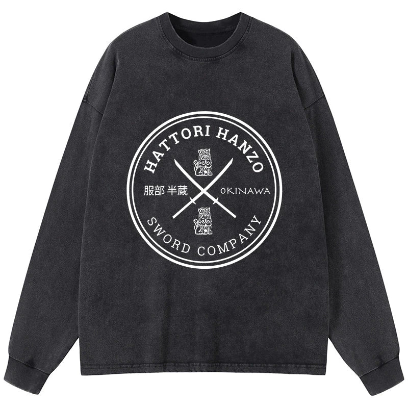 Tokyo-Tiger Hattori Hanzo Sword Company Washed Long Sleeve T-Shirt