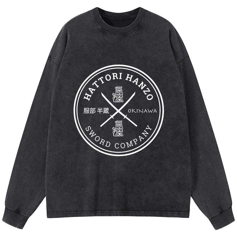 Tokyo-Tiger Hattori Hanzo Sword Company Washed Long Sleeve T-Shirt Sale