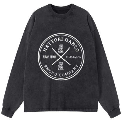 Tokyo-Tiger Hattori Hanzo Sword Company Washed Long Sleeve T-Shirt