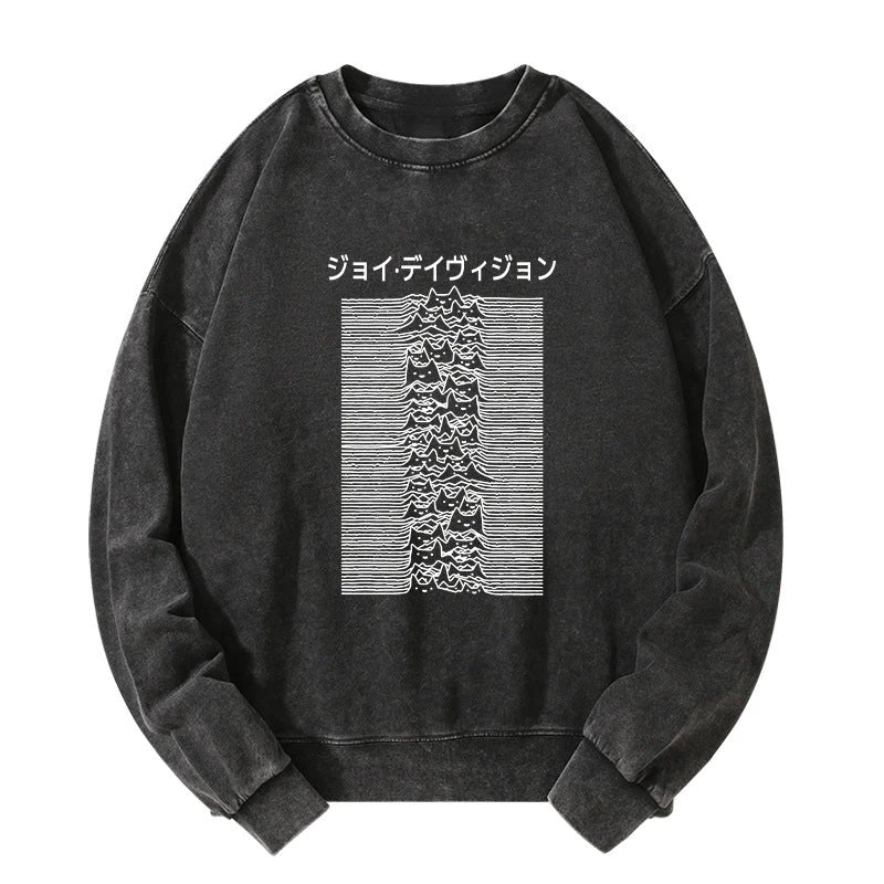 Tokyo-Tiger Funny Cat Davision Washed Sweatshirt