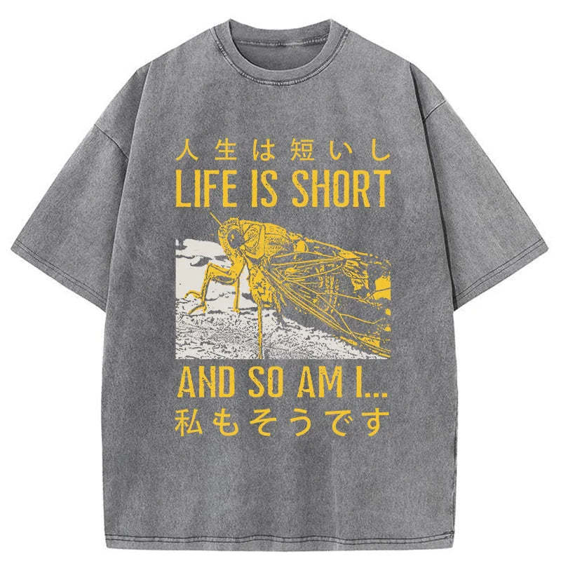 Tokyo-Tiger A Grasshopper With A Short Life Washed T-Shirt