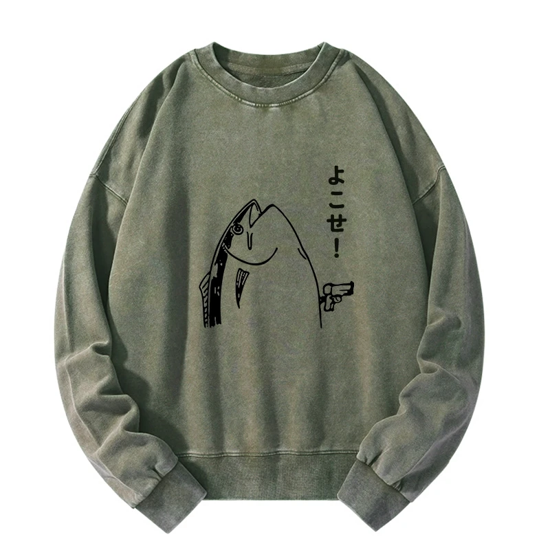 Tokyo-Tiger Fish Hold Up Gun Washed Sweatshirt